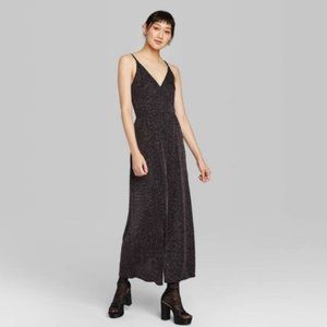 Wild Fable Purple Sparkly V-Neck Jumpsuit